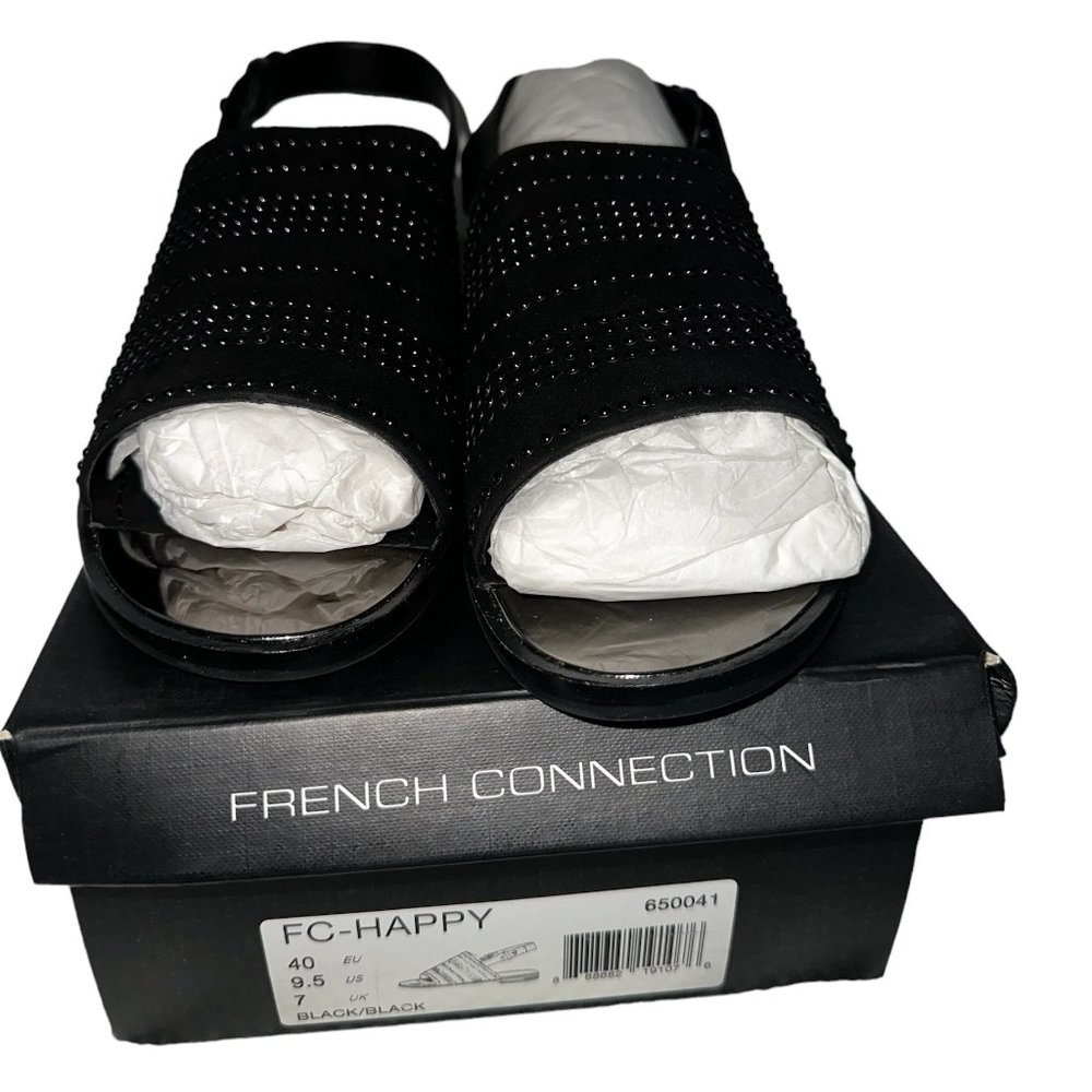French Connection Women's Happy Slingback Studded Sandals Black